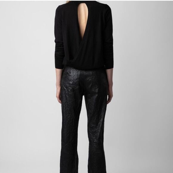 $298 Zadig & Voltaire Emma Open back Black Sweater NEW W FLAW - Picture 3 of 12